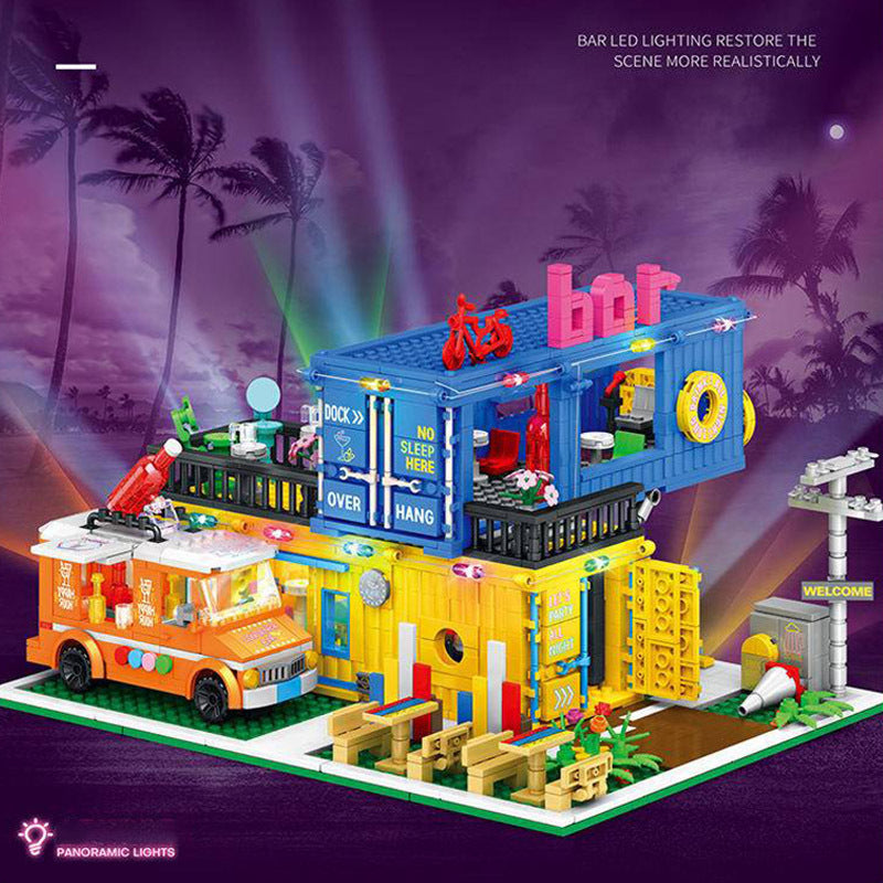 JuHang 86016 Moc Modular Buildings Container Bar Building Blocks 1489pcs Bricks Toys From China.