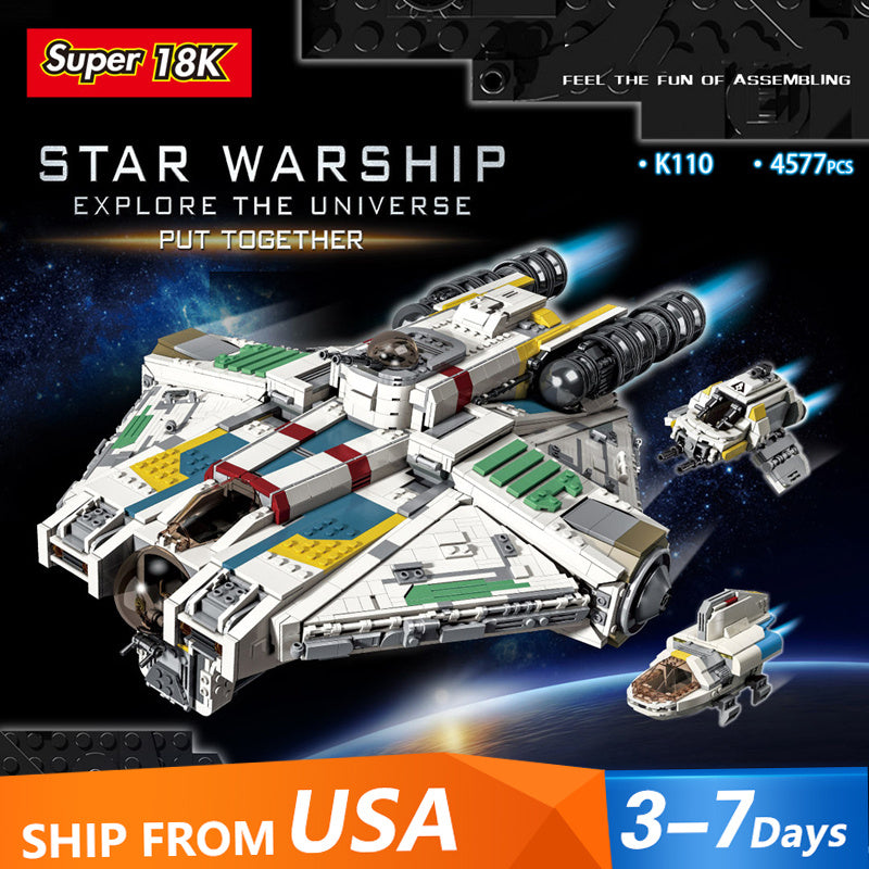 K110 Star Wars Ghost VCX-100 light freighter Building Blocks 4577PCS Bricks Toys From USA Delivery.