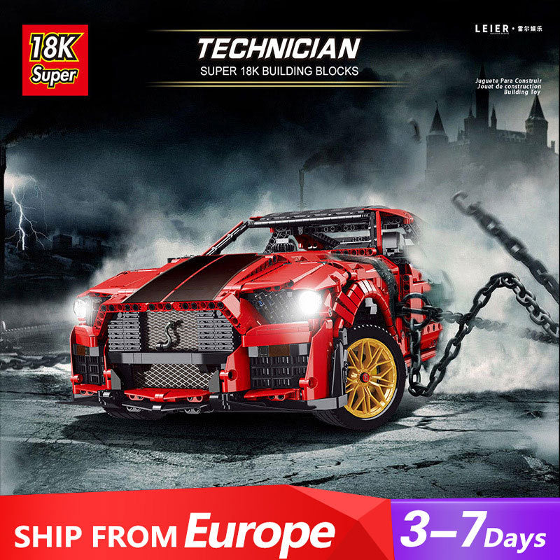 K135 Super 18K Technic SHELBY GT500 Mustang 1:8 Model Building Blocks Sports Car Model 3386pcs Bricks Toys Ship From Europe 3-7 Days Delivery