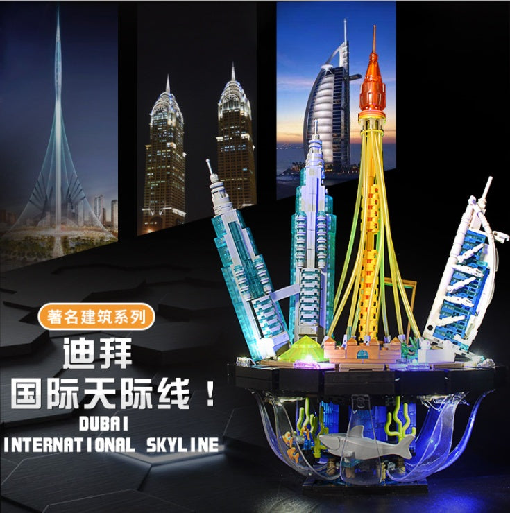 KAIYU K86109 1018Pcs Lighting Architecture Street View Series Breathing Light Dubai Skyline Building Blocks  China