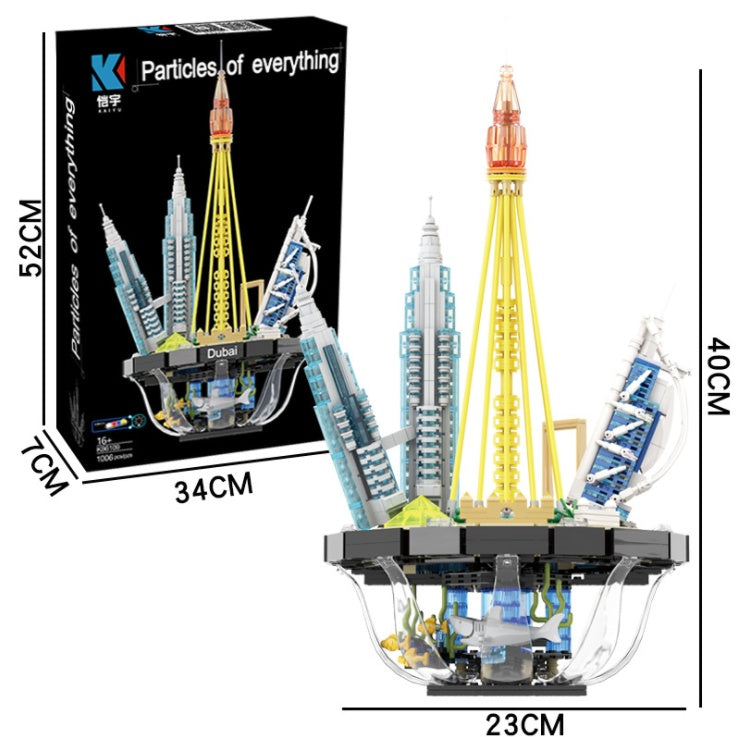 KAIYU K86109 1018Pcs Lighting Architecture Street View Series Breathing Light Dubai Skyline Building Blocks  China