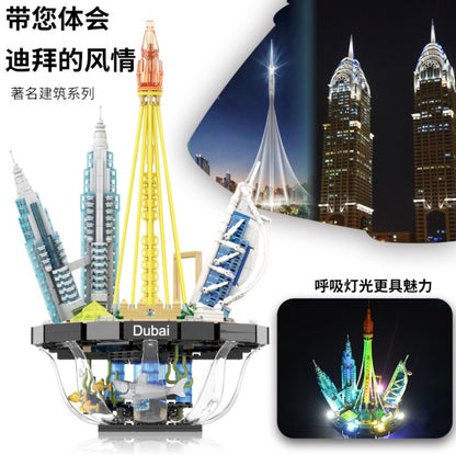 KAIYU K86109 1018Pcs Lighting Architecture Street View Series Breathing Light Dubai Skyline Building Blocks  China
