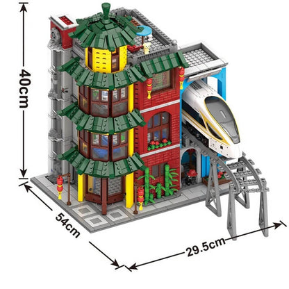 KAZI KY10008 Brick Train Station Track Edifice Guting Station