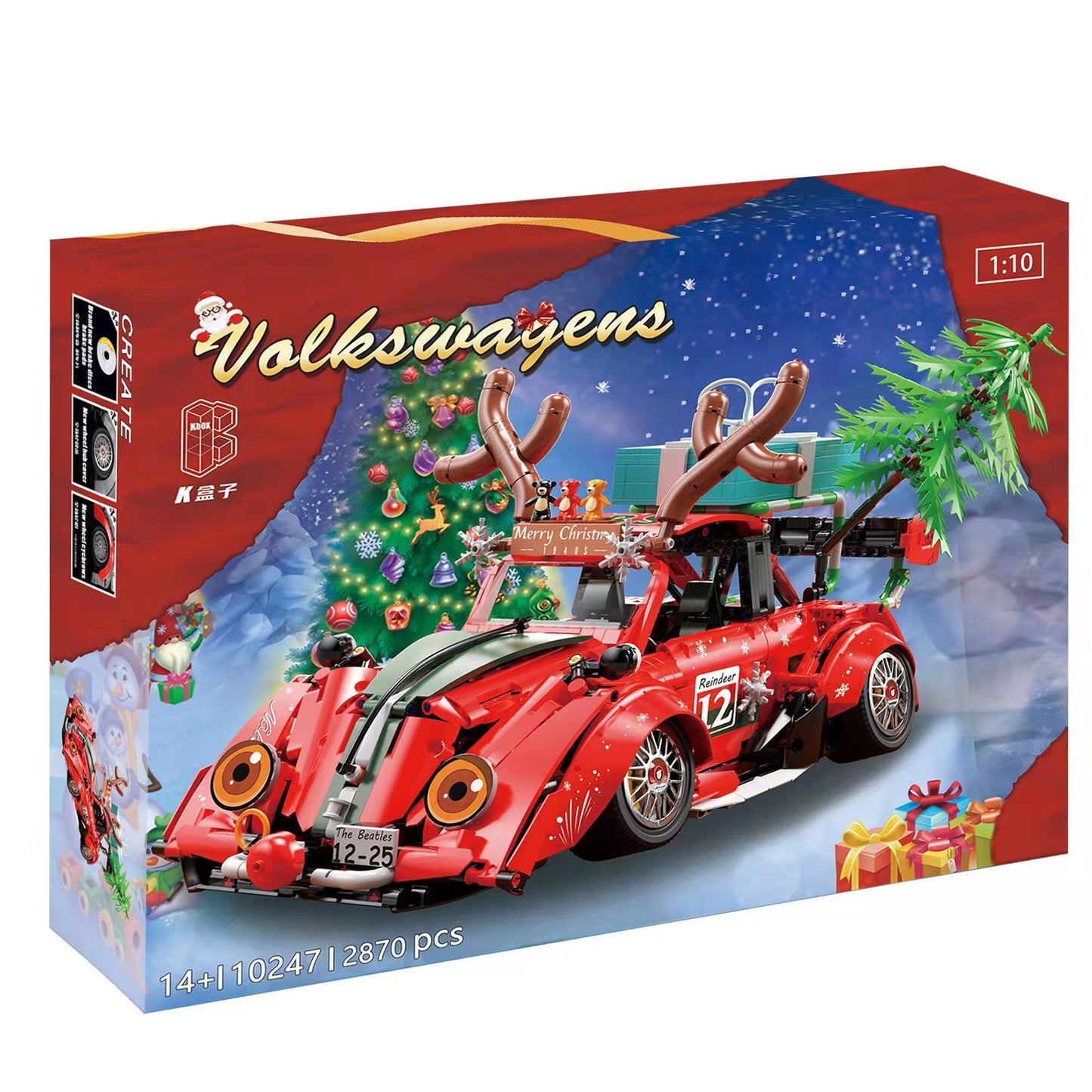 KBOX 10247 Christmas Beetle 2870pcs Car Building Block Brick from China