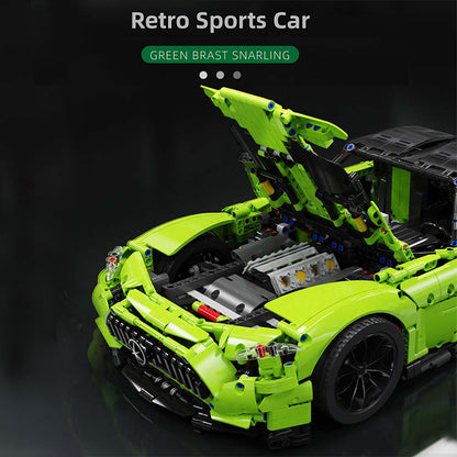 KIYUI 10089 1:8 Retro sports car Super Racing Building Blocks Green AMG GT -R 1 technic Model 2541pcs Bricks Children Toys MOC-73939 from China