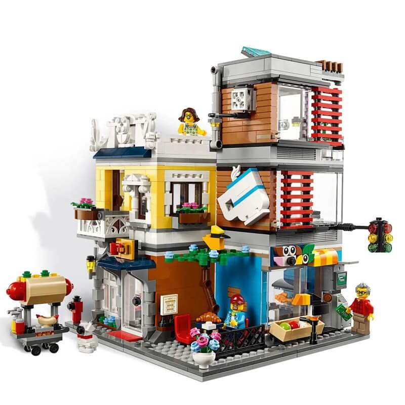 LARI 11401 Townhouse Pet Shop and Cafe Store Compatible with Lego 31097
