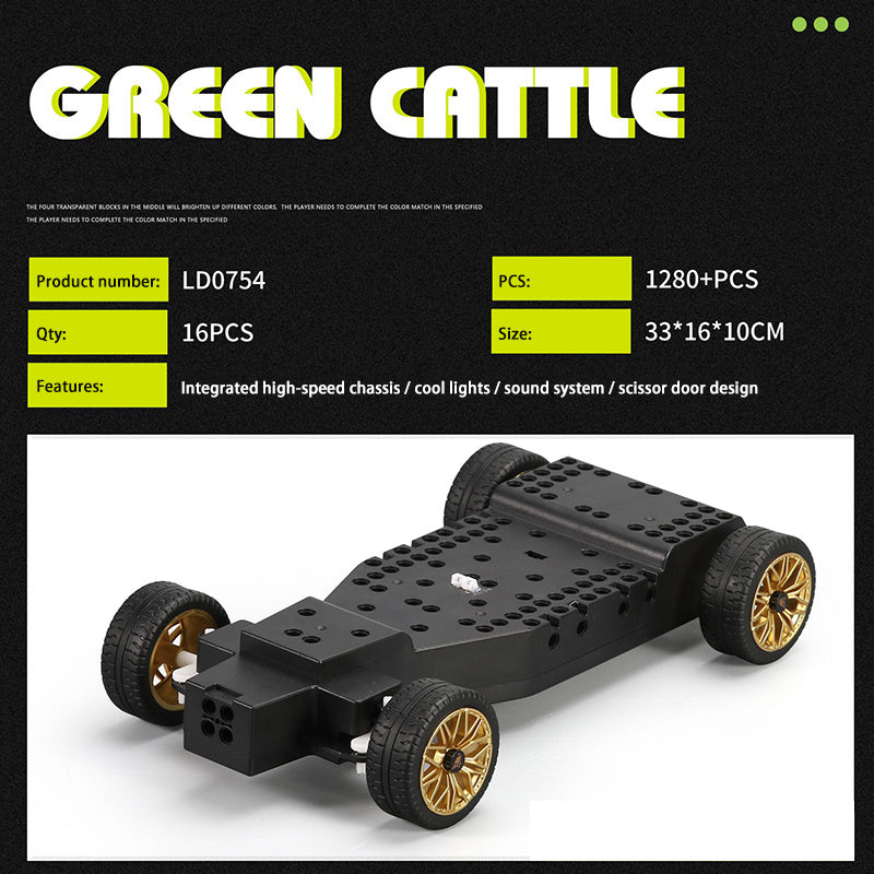 LD0754 Moc Technic APP Remote Control Rambo Sports Car Model Building Blocks 1280pcs bricks with light From China. [with Motor]