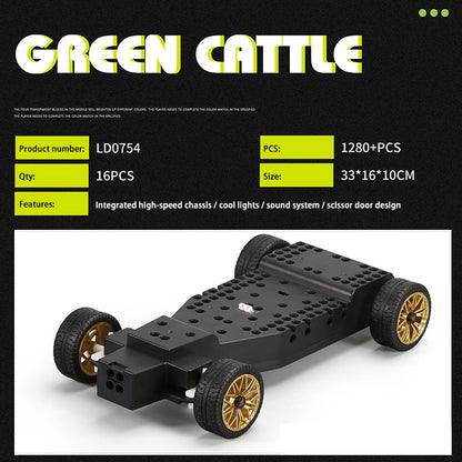 LD0754 Moc Technic APP Remote Control Rambo Sports Car Model Building Blocks 1280pcs bricks with light From China. [with Motor]