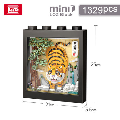 LOZ 1906 Creator Art and crafts Tiger Draw Building Blocks 1329pcs Bricks Toys Gift From China Delivery.