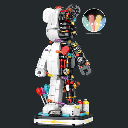 LQS 6303 MOC Semi-mechanical white bear three-dimensional ornament Model Building Blocks with Light 1160pcs bricks from China