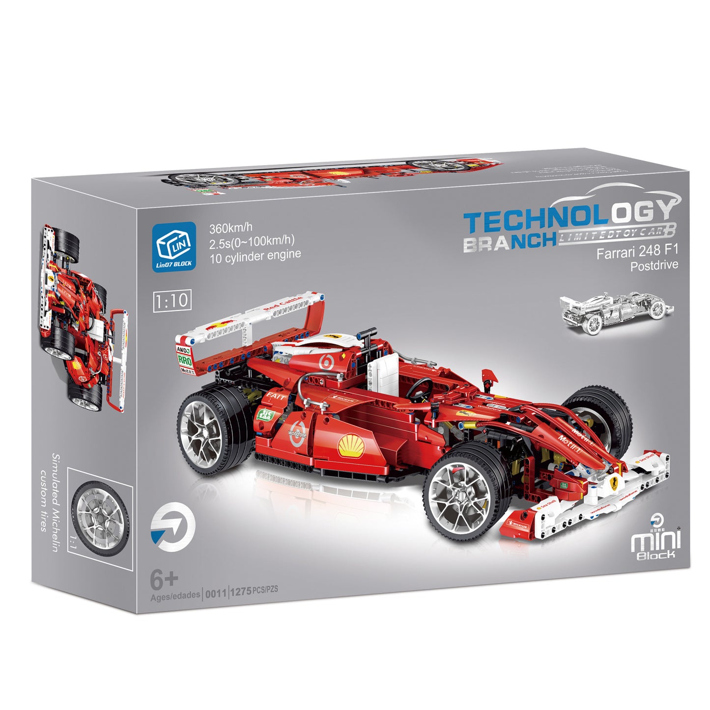 Lin07 0011 Blocks Technic Series Model Series "Ferrari" 248 F1 Formula 1 Mini Car Building Blocks 1275pcs Bricks Toy Ship From China
