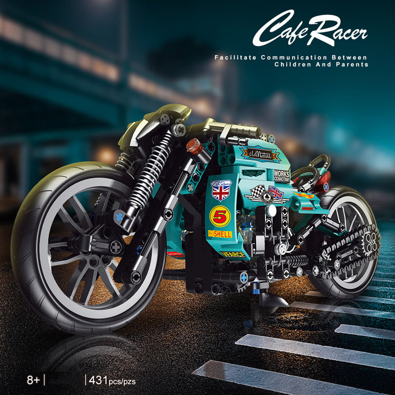 Lucky Star 50025 Technic Moc Cafe Racer Motorcycle Model building blocks 431pcs Bricks Toys from China.