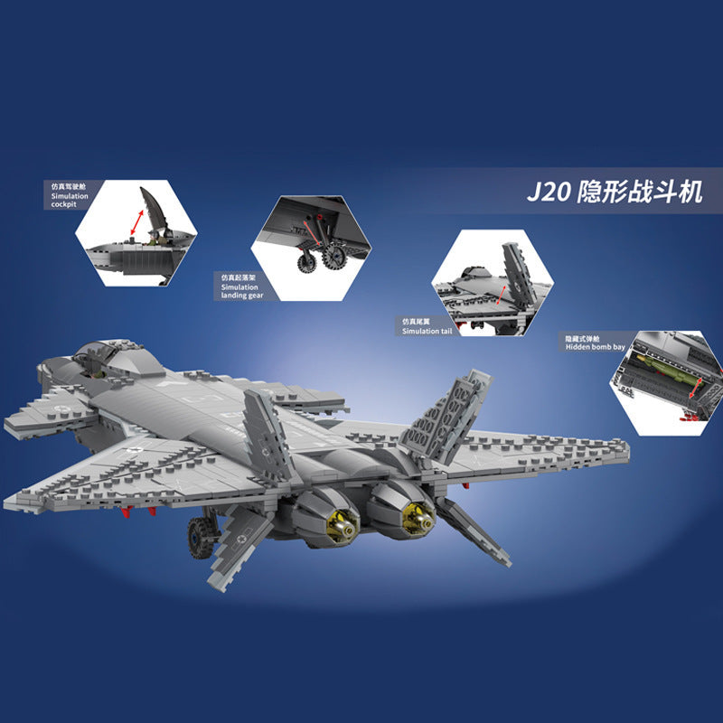 MINGDI K089 Military series J20 Stealth Fighter Building Block model 1001pcs Ship From China