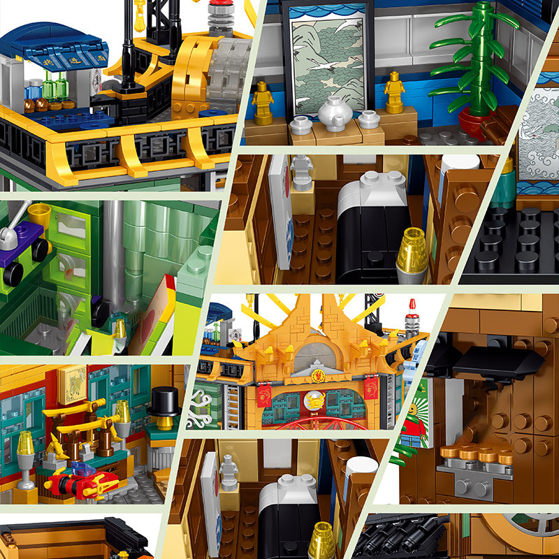 {MINI Bricks} ZHEGAO QL00982 Modular Buildings Hongkong City Bricks 4184pcs City Street Building Blocks Toys From China Delivery.