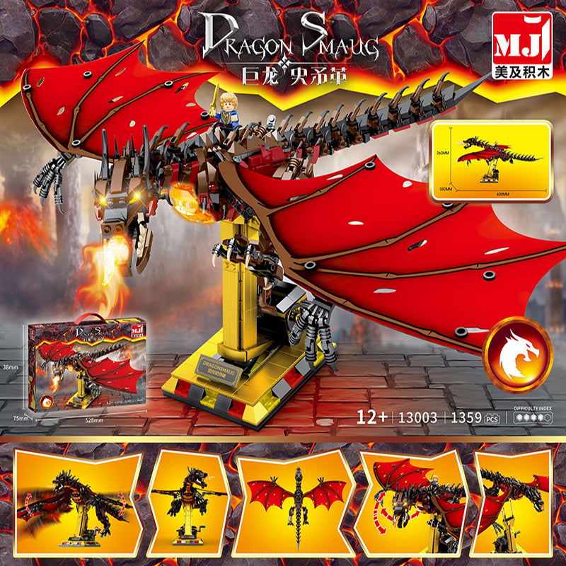 MJI 13003 Movie &amp; Game The Lord of the Rings Dragon Smaug Model Building Blocks 1359pcs Bricks Toys From China
