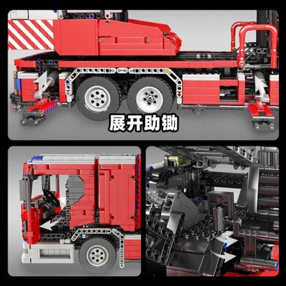 MK17022 fire-fighting ladder car electric remote control APP technology engineering series building block toys Ship From China