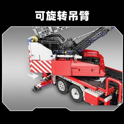 MK17022 fire-fighting ladder car electric remote control APP technology engineering series building block toys Ship From China
