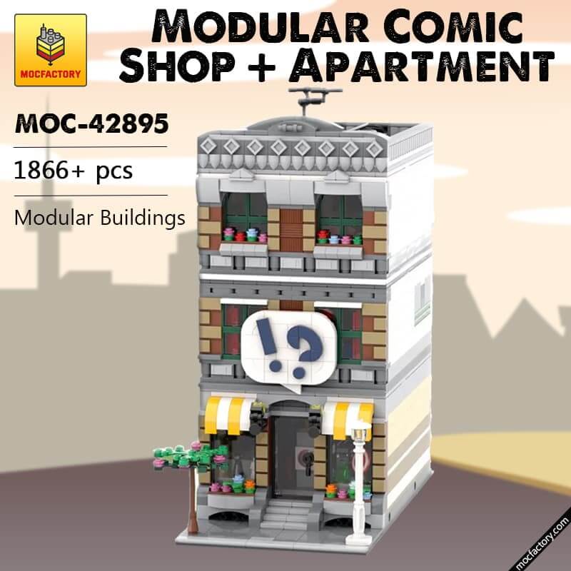 MOC-42895 Modular Comic Shop + Apartment Buildings by brick_monster