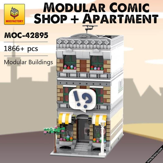 MOC-42895 Modular Comic Shop + Apartment Buildings by brick_monster