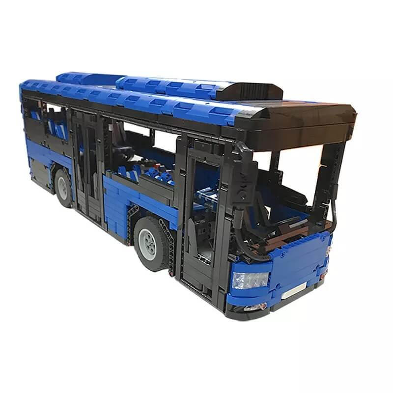 MOC-5161 Motorized Blue Bus by HallBricks