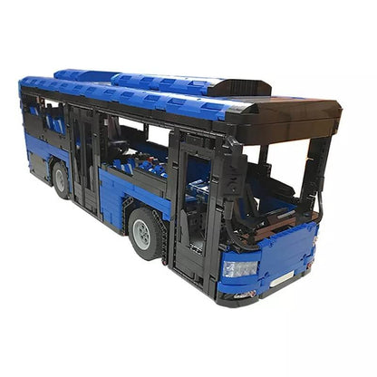 MOC-5161 Motorized Blue Bus by HallBricks