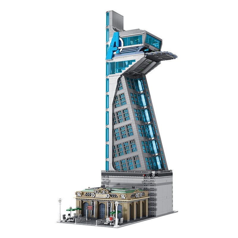 MOC 55120 Hero Tower Iron Tower Man Base Model with LED Light Building Block Hot Spring House 5883pcs Bricks Toy Ship From Europe 3-7 Days Delivery