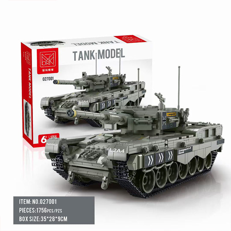 MORK 027001 MOC Military Leopard-2 Tank Model Building Blocks 1756pcs Bricks Toys From China Delivery.