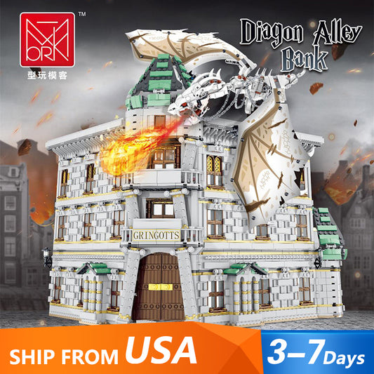 MORK 032101 Movie &amp; Game Gringotts Bank &amp; Ukranian Ironbelly Dragon - Diagon Alley 4185pcs Building Blocks From USA Delivery.