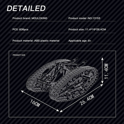 MOULD KING 13153 Technic Green Double-sided Vehicle App Control 836pcs Bricks Toys From China Delivery.