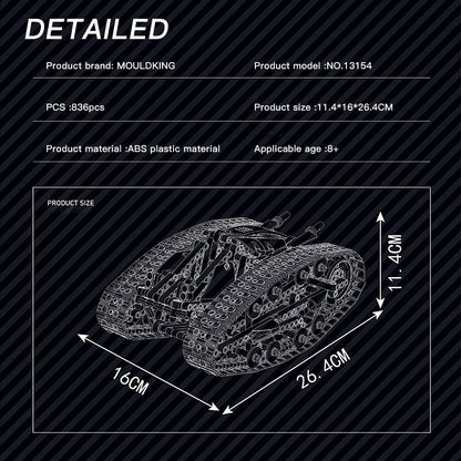 MOULD KING 13154 Technic Red Double-sided Vehicle App Control 836pcs Bricks Toys From China Delivery.