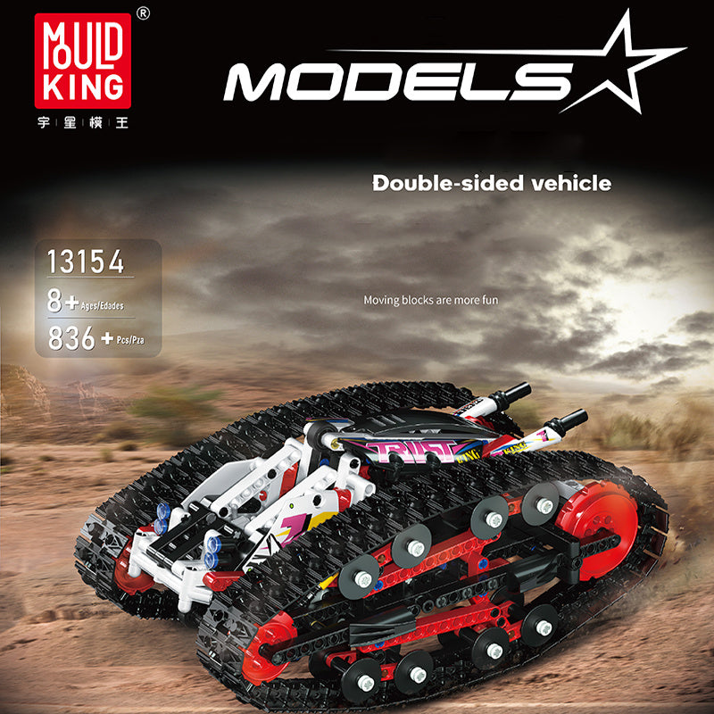 MOULD KING 13154 Technic Red Double-sided Vehicle App Control 836pcs Bricks Toys From China Delivery.