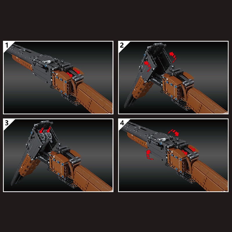 MOULD KING 14016 Motorized Block Gun Shooting Game 1015pcs bricks Toys Double-barreled Gun Model Building Blocks from China