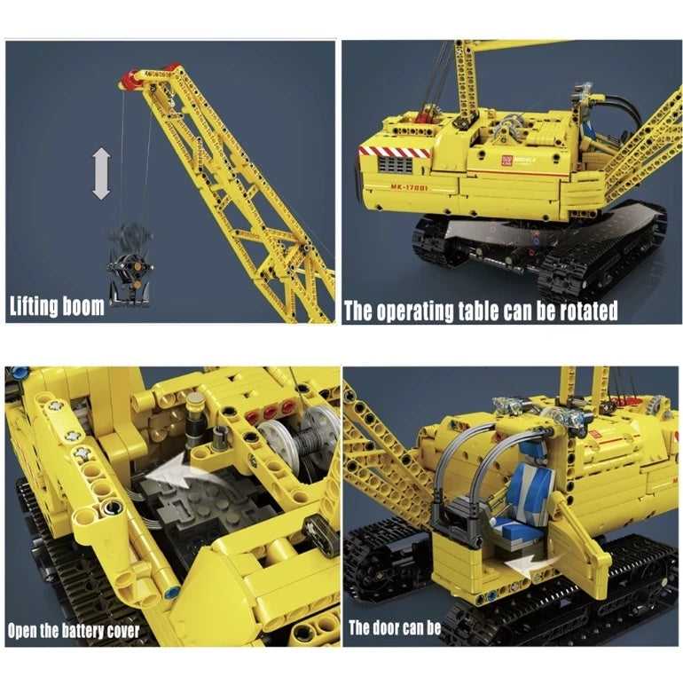 MOULD KING 17001 High-Tech Car APP RC Motorized Crawler Crane Set Bricks MOC Engineering Vehicle Building Blocks ship from China.