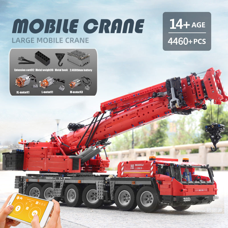 MOULD KING 17013 MOC Technic APP RC Grove GMK Crane Truck Model Building Blocks 4460pcs Bricks From China Delivery.