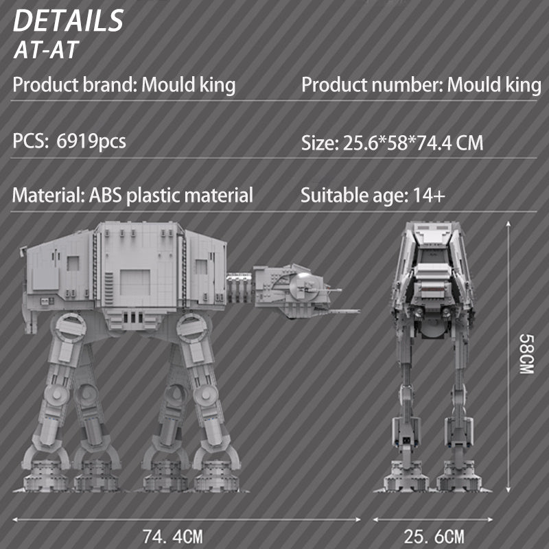 MOULD KING 21015 Minifig Scale AT-AT w Interior With Motor 6919pcs Bricks Star Plan Building Blocks Ship From Europe 3-7 Days Delivery