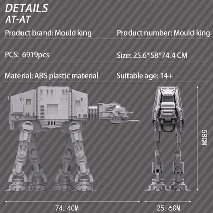 MOULD KING 21015 Minifig Scale AT-AT w Interior With Motor 6919pcs Bricks Star Plan Building Blocks Ship From Europe 3-7 Days Delivery