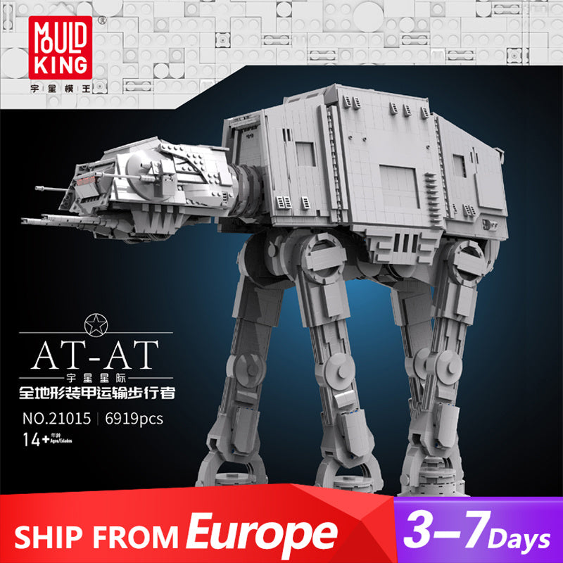 MOULD KING 21015 Minifig Scale AT-AT w Interior With Motor 6919pcs Bricks Star Plan Building Blocks Ship From Europe 3-7 Days Delivery