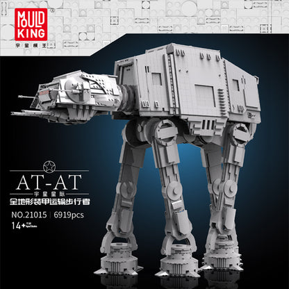 MOULD KING 21015 Minifig Scale AT-AT w Interior with motor Compatible With 6919 pcs bricks Star Plan Building blocks ship from China.