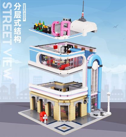 MOULDKING 16001 2078pcs Street View Creator Series Downtown Diner California Building Blocks Bricks For Children Toys MOC-32566