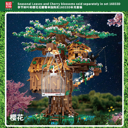 MOULDKING 16033 Expansion 16033D Leaves &amp; Flower MOC Tree House Model Building Blocks 3958pcs Brick Toys Kids Gift [with Light]