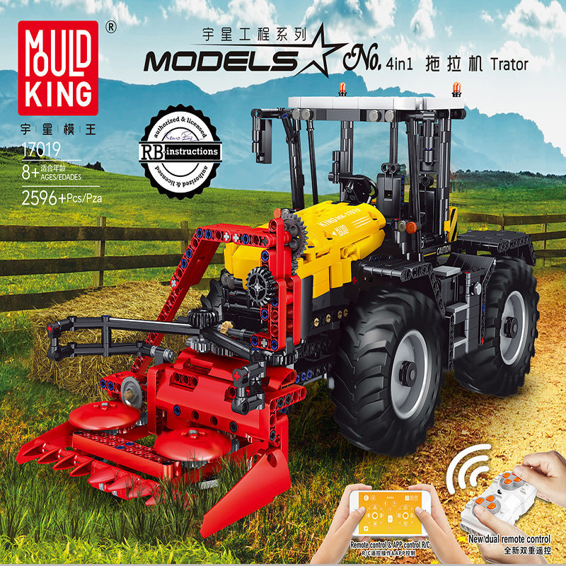 MOULDKING 17019 Technic Tractor Fastrac 4000er series with RC building blocks 2596pcs bricks Toys For Gift ship from China