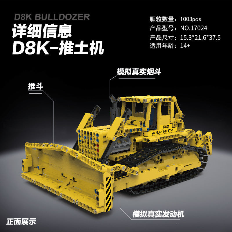 MOULDKING 17024 Technic Bulldozer RC Caterpillar D8K Remote control engineering vehicle Building Blocks Toy 1003pcs Ship From China