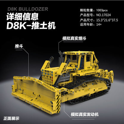 MOULDKING 17024 Technic Bulldozer RC Caterpillar D8K Remote control engineering vehicle Building Blocks Toy 1003pcs Ship From China