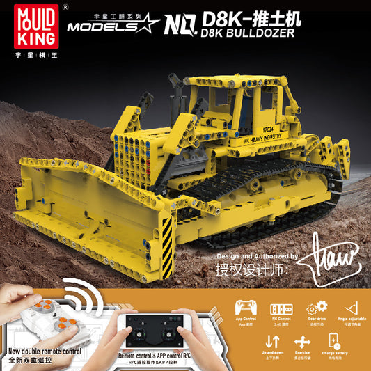 MOULDKING 17024 Technic Bulldozer RC Caterpillar D8K Remote control engineering vehicle Building Blocks Toy 1003pcs Ship From China