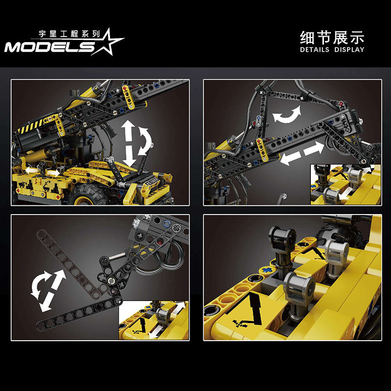 MOULDKING 19009 Technic Pneumatic Telescopic Forklift building blocks 803pcs bricks Toys For Gift ship from China