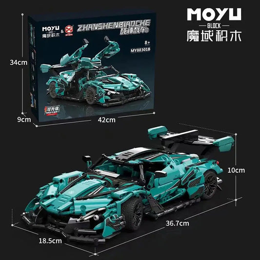 MOYU MY88301B MOC Apollo IE Motor Technic 1:14 Sky Blue Dynamic version Sports Car Building Blocks 1391PCS Bricks Toys From China