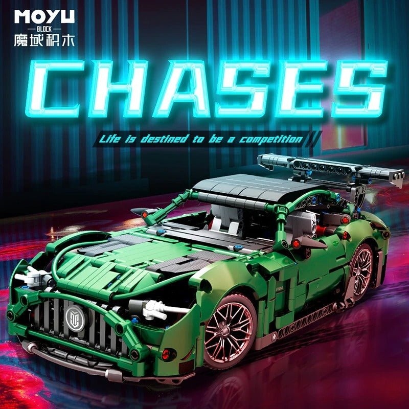 MoYu 88302 Moc Super Racing Technology Car AMG Green Goblin 1:14 Master Children's Toy without Motor 1460pcs from China.