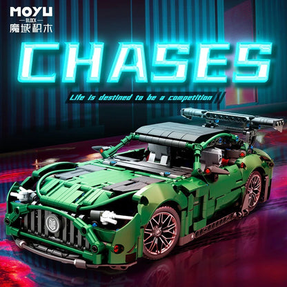 MoYu 88302 Moc Super Racing Technology Car AMG Green Goblin 1:14 Master Children's Toy without Motor 1460pcs from China.