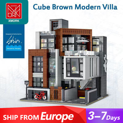 Mork 10204 Cube Brown Modern Villa Modular Buildings 3591pcs Bricks Toys From Europe 3-7 Days Delivery