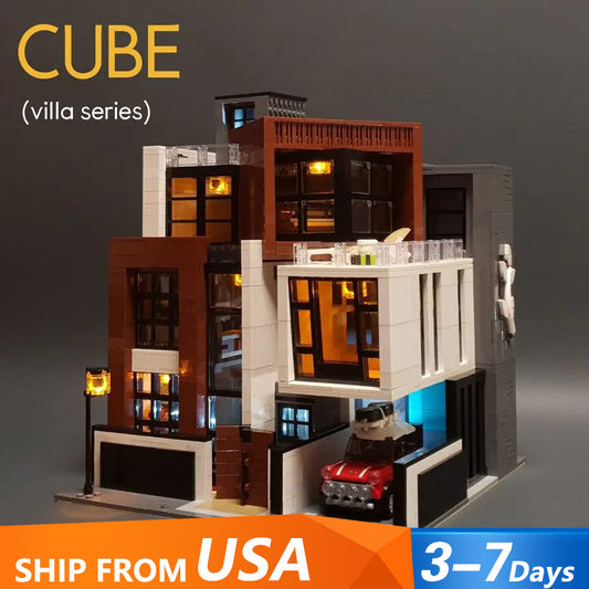 Mork 10204 Cube Brown Modern Villa Modular Buildings 3591pcs Bricks Toys From USA 3-7 Days Delivery.